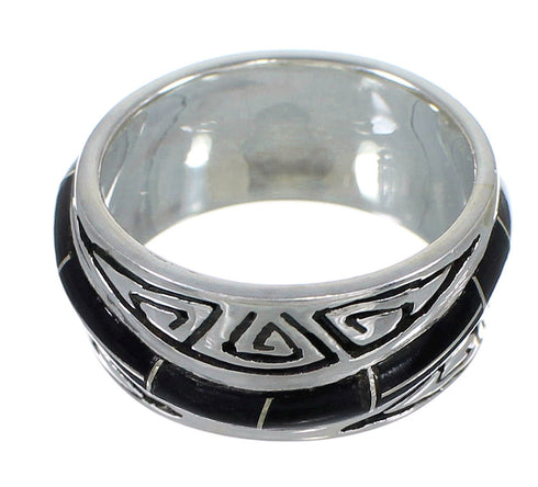 Genuine Sterling Silver And Jet Water Waves Ring Size 5 VX59893